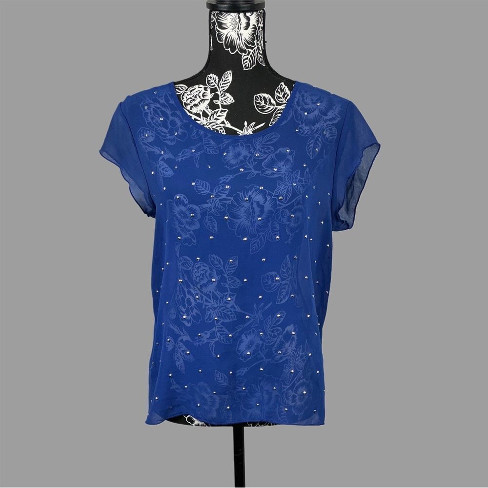 Women's Translucent Blue and Silver Stud Blouse
